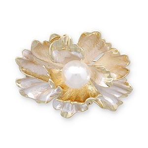 Broches flower with pearl Gold-white