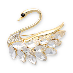 Broches swan Gold-transparent-black