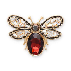 Broches butterfly Gold-dark red-grey-transparent