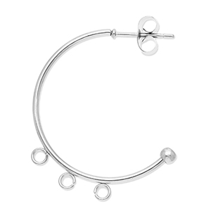 Benodigdheden van Stainless steel Roestvrij staal (RVS) oorbellen creolen with 3 loops Silver