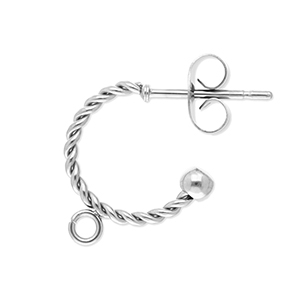 Benodigdheden van Stainless steel Roestvrij staal (RVS) oorbellen creolen twisted with loop Silver
