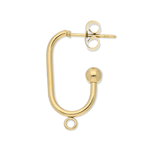 Benodigdheden van Stainless steel Roestvrij staal (RVS) oorbellen / oorsteker oblong oval with loop Gold