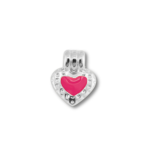 Metaal bedels DQ heart Antiek zilver (nikkelvrij)-magenta