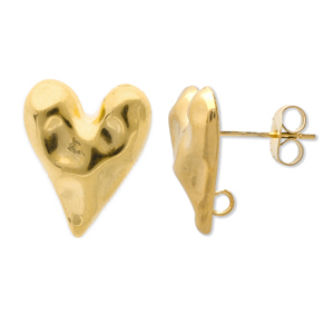 Benodigdheden van Stainless steel Roestvrij staal (RVS) oorbellen / oorsteker heart with loop Gold