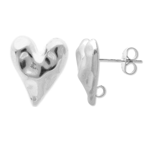 Benodigdheden van Stainless steel Roestvrij staal (RVS) oorbellen / oorsteker heart with loop Silver