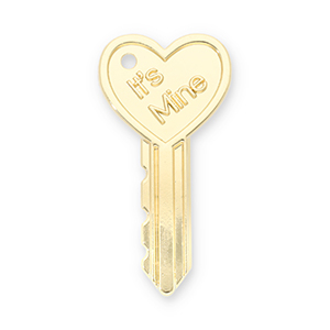 Statement hangers key heart "It's mine" Gold