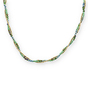 Kettingen van Stainless steel Roestvrij staal (RVS) top faceted beads Gold-green-green AB