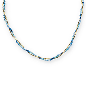 Kettingen van Stainless steel Roestvrij staal (RVS) top faceted beads Gold-blue-dark blue
