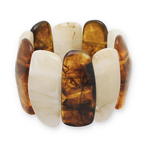 Armbanden resin Transparent amber brown-off white-beige