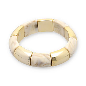 Armbanden resin Gold-off white-beige