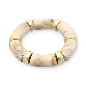 Armbanden resin Gold-off white-beige