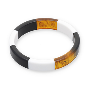 Armbanden bangle resin Transparent amber brown-white-black