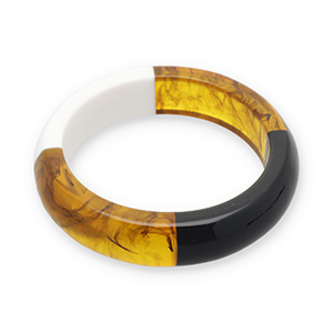 Armbanden bangle resin Transparent amber brown-white