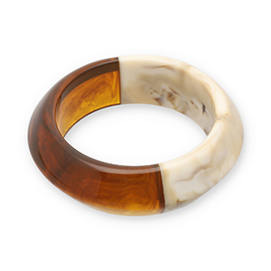 Armbanden bangle resin Transparent amber brown-off white-beige