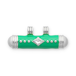 Message bead bedels van Stainless steel Roestvrij staal (RVS) Silver-green-transparent
