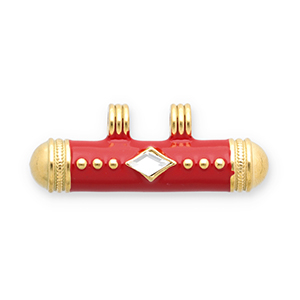 Message bead bedels van Stainless steel Roestvrij staal (RVS) Gold-red-transparent
