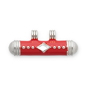 Message bead bedels van Stainless steel Roestvrij staal (RVS) Silver-red-transparent