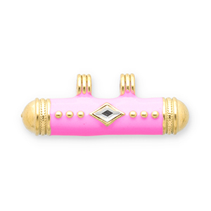 Message bead bedels van Stainless steel Roestvrij staal (RVS) Gold-pink-transparent