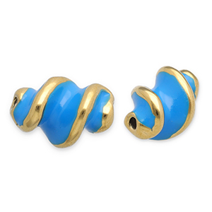 Kralen van Stainless steel Roestvrij staal (RVS) twisted Gold-blue