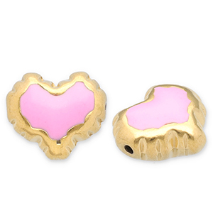 Kralen van Stainless steel Roestvrij staal (RVS) heart Gold-pink