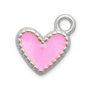 Bedels van Stainless steel Roestvrij staal (RVS) heart Silver-pink
