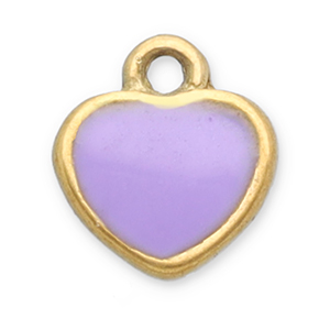Bedels van Stainless steel Roestvrij staal (RVS) heart Gold-lilac