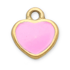 Bedels van Stainless steel Roestvrij staal (RVS) heart Gold-pink