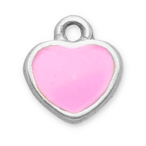 Bedels van Stainless steel Roestvrij staal (RVS) heart Silver-pink