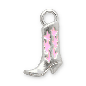 Bedels van Stainless steel Roestvrij staal (RVS) cowboy boot Silver-pink