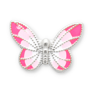 Kralen van Stainless steel Roestvrij staal (RVS) butterfly Silver-pink-white