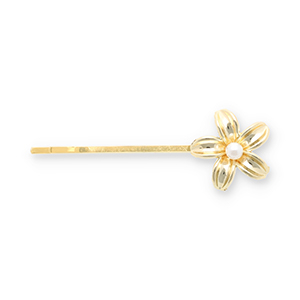 Haaraccessoires schuifspeld flower with imitation pearl Gold-white