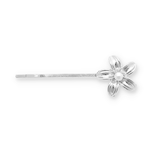 Haaraccessoires schuifspeld flower with imitation pearl Silver-white