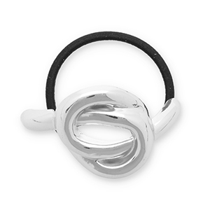 Haaraccessoires haarelastiek met metaal knot Silver-black