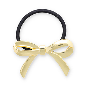Haaraccessoires haarelastiek met metaal bow Gold-black