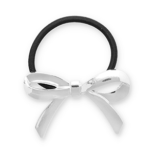Haaraccessoires haarelastiek met metaal bow Silver-black