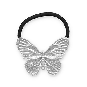 Haaraccessoires haarelastiek met metaal butterfly Silver-black