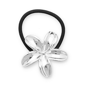 Haaraccessoires haarelastiek met metaal flower Silver-black