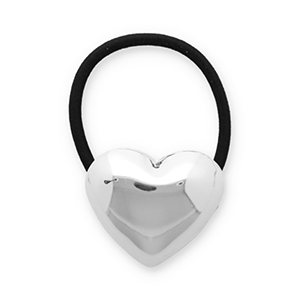 Haaraccessoires haarelastiek met metaal heart Silver-black