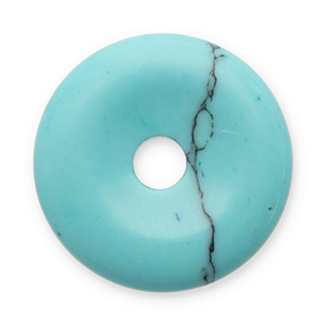 Hangers van natuursteen turquoise donut 16mm Turquoise