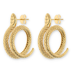 Oorbellen van Stainless steel Roestvrij staal (RVS) oorstekers snake Gold