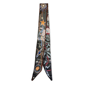 Bandana sjaal with stars/leaves Dark green-brown