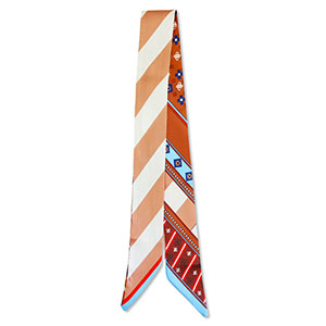 Bandana sjaal with diagonal lines Brown-light blue-red