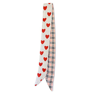 Bandana sjaal with heart/rhombus pattern Peach pink-red-white