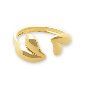 Ringen van Stainless steel Roestvrij staal (RVS) hearts Gold