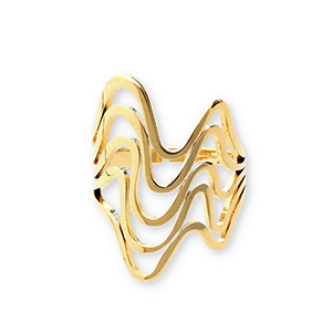 Ringen van Stainless steel Roestvrij staal (RVS) waves Gold