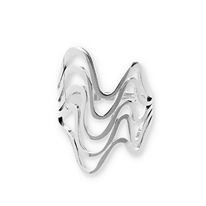 Ringen van Stainless steel Roestvrij staal (RVS) waves Silver