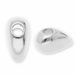 Metaal kralen DQ half heart Antiek zilver (nikkelvrij)