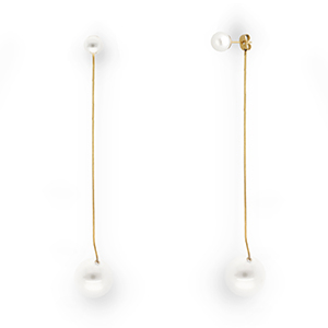 Oorbellen van Stainless steel Roestvrij staal (RVS) oorstekers with imitation pearls Gold
