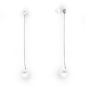 Oorbellen van Stainless steel Roestvrij staal (RVS) oorstekers with imitation pearls Silver
