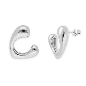 Oorbellen van Stainless steel Roestvrij staal (RVS) oorstekers heart Silver